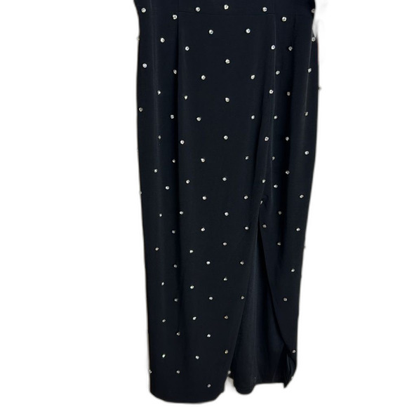 Mac Duggal SLEEVELESS RHINESTONE ENCRUSTED SQUARE NECK MIDI DRESS size 4 - Picture 6 of 10